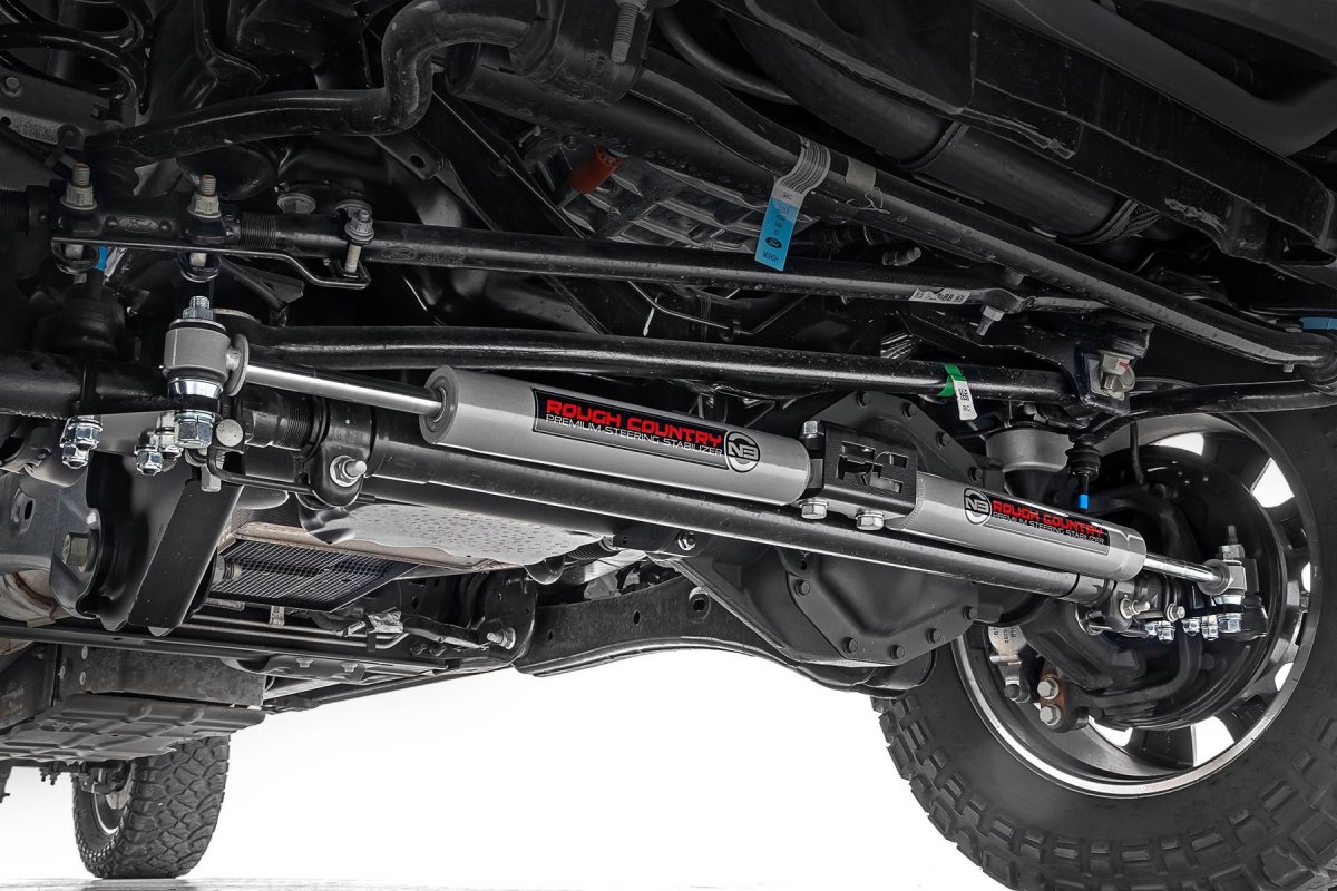 Ford F-250 Super Duty Steering Stabilizer - Dual - Rough Country - N3, 2-8 Inch Lift - '05-'24